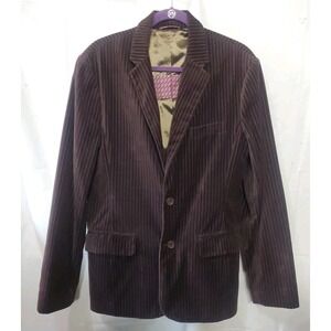 Guess Men's Velvet Pinstripe Blazer 100%‎ Cotton Size M Dark Plum- Brown Y2K